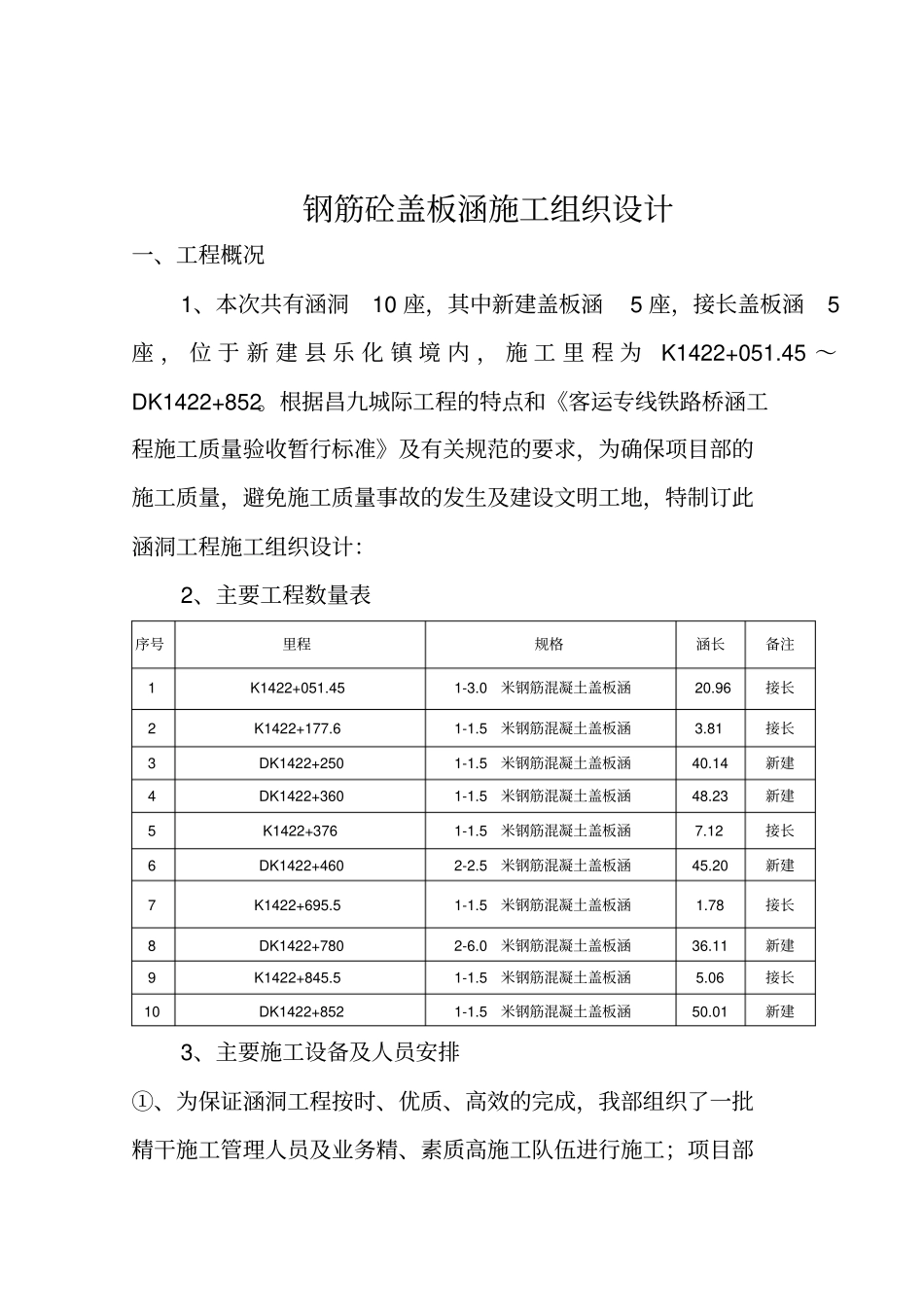 盖板涵施工组织设计__第1页