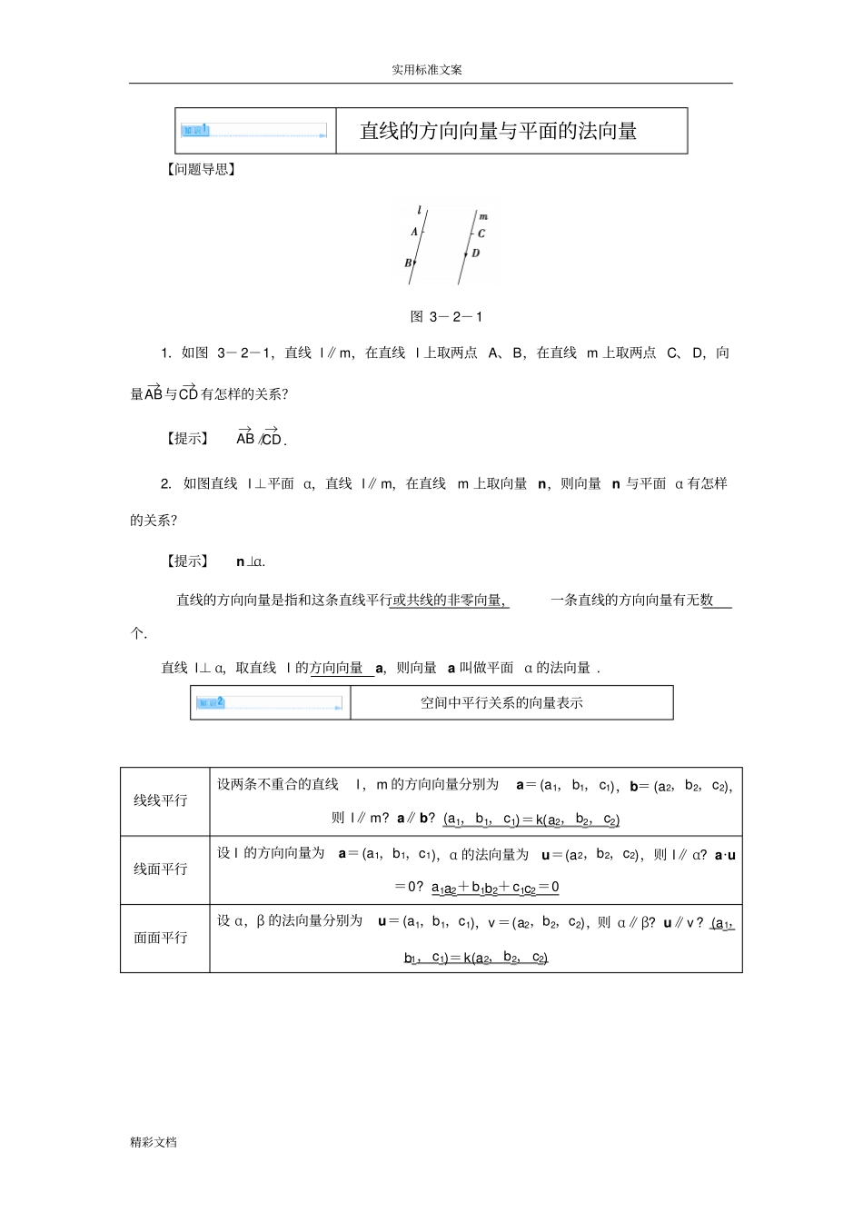 直线地方向向量与平面地法向量_第1页