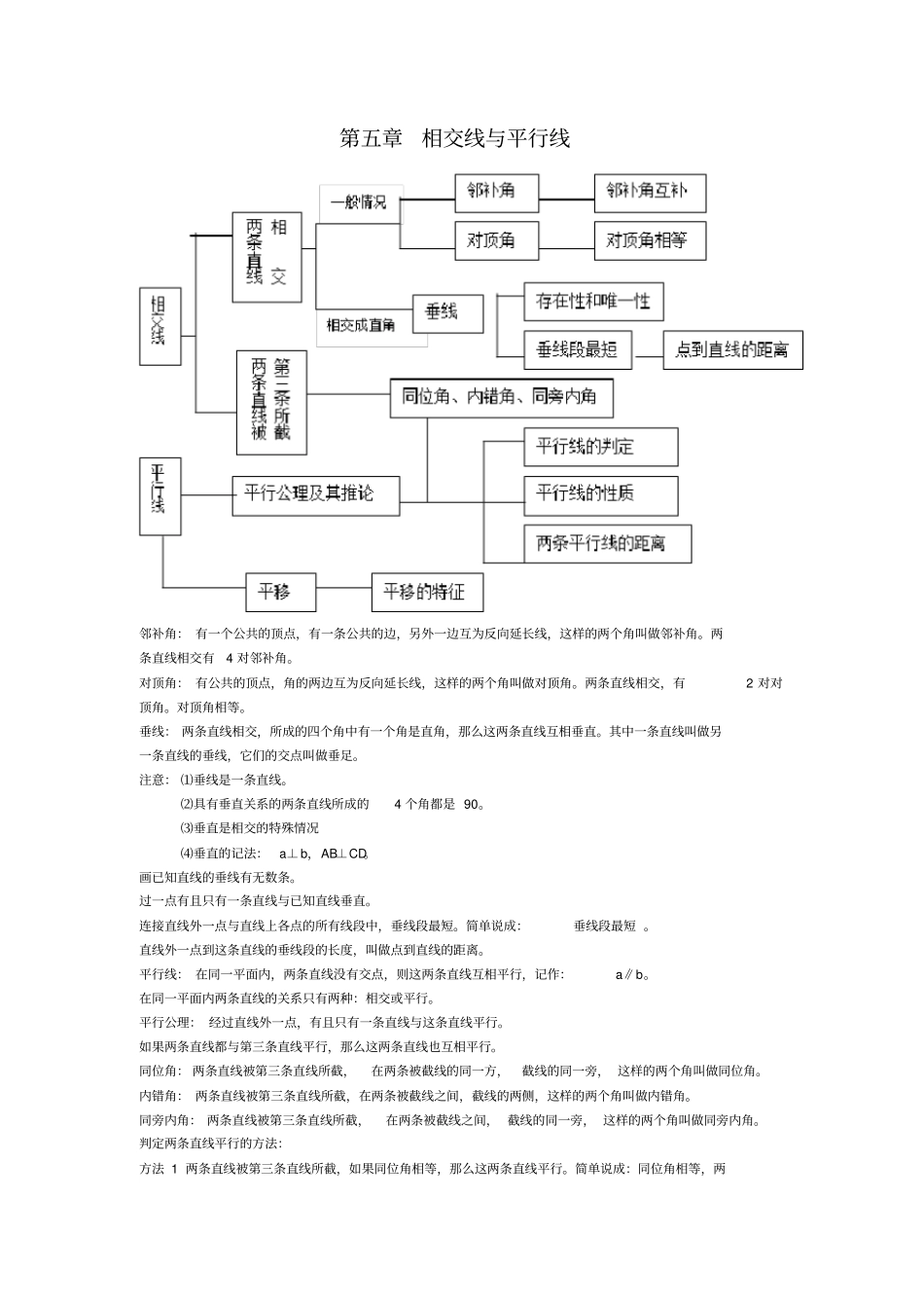 相交线与平行线知识点及测试题精选含答案_第1页