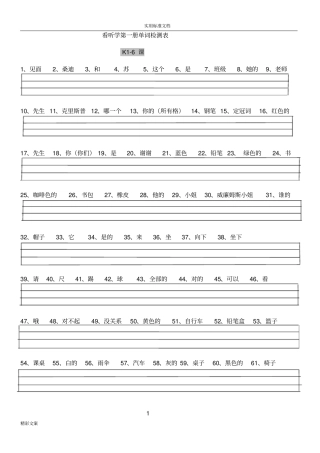 看听学单词检测表