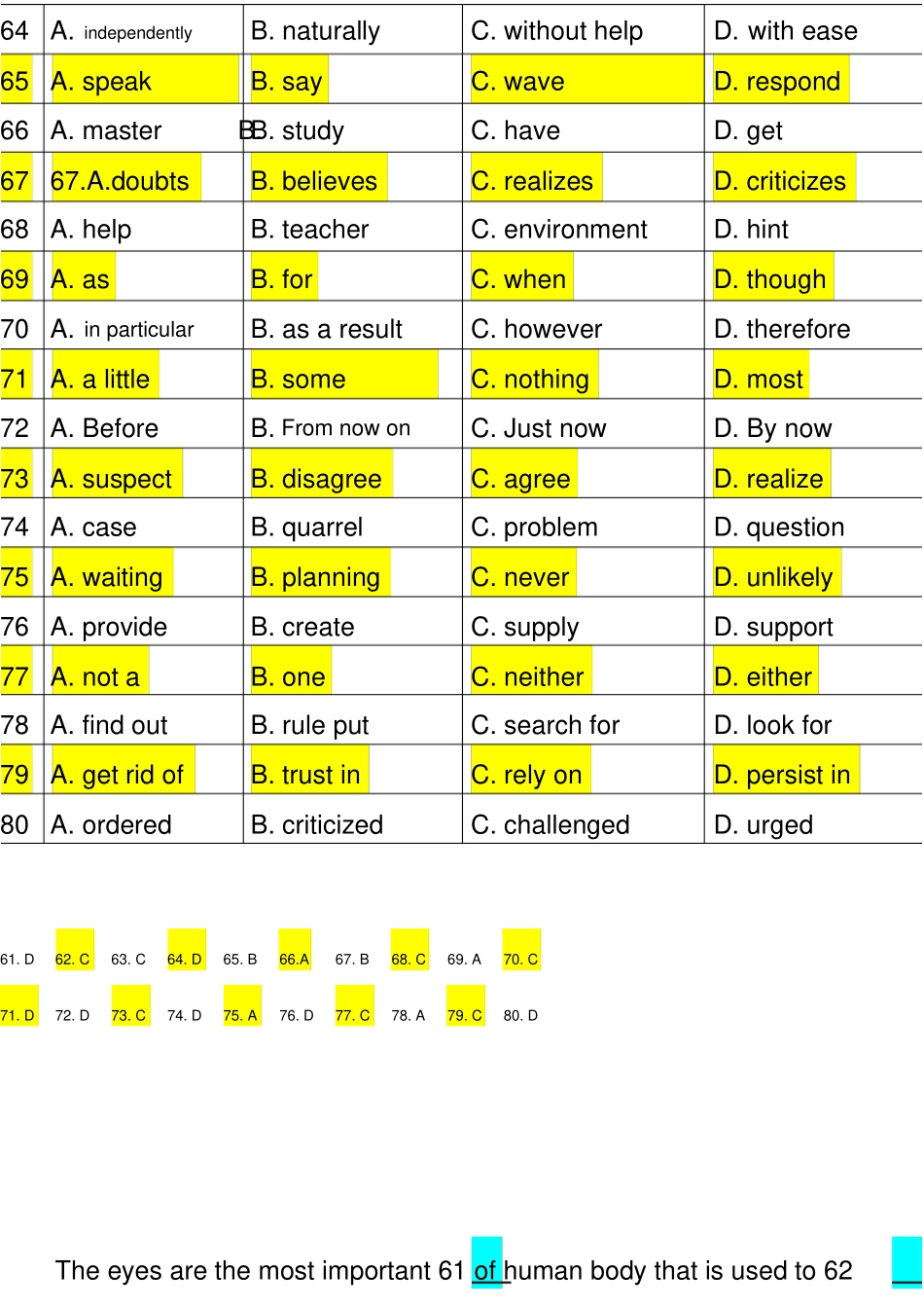 真题完形填空_第2页