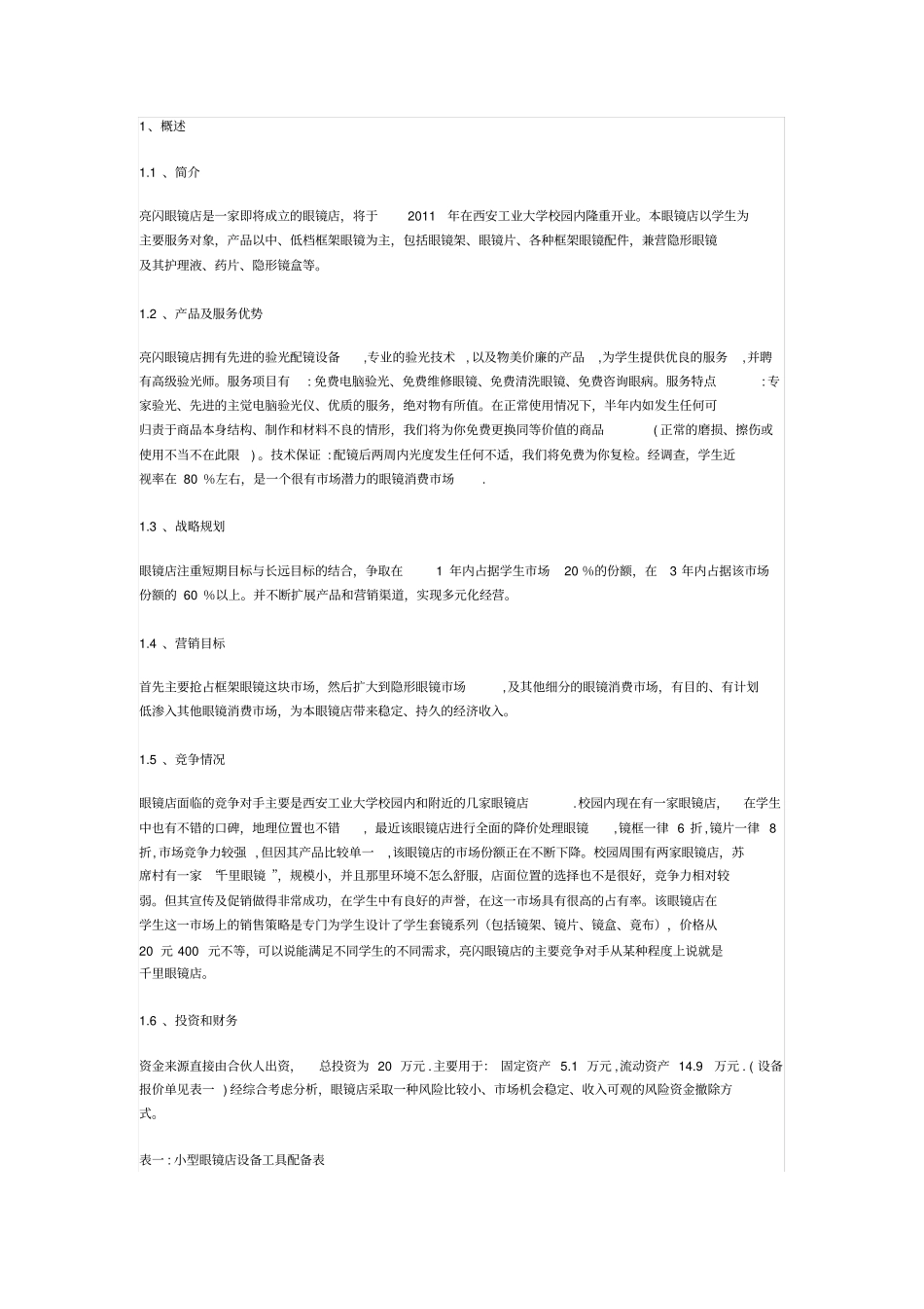 眼镜店创业计划推荐_第1页