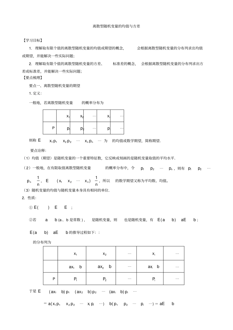 知识讲解离散型随机变量的均值与方差理基础_第1页