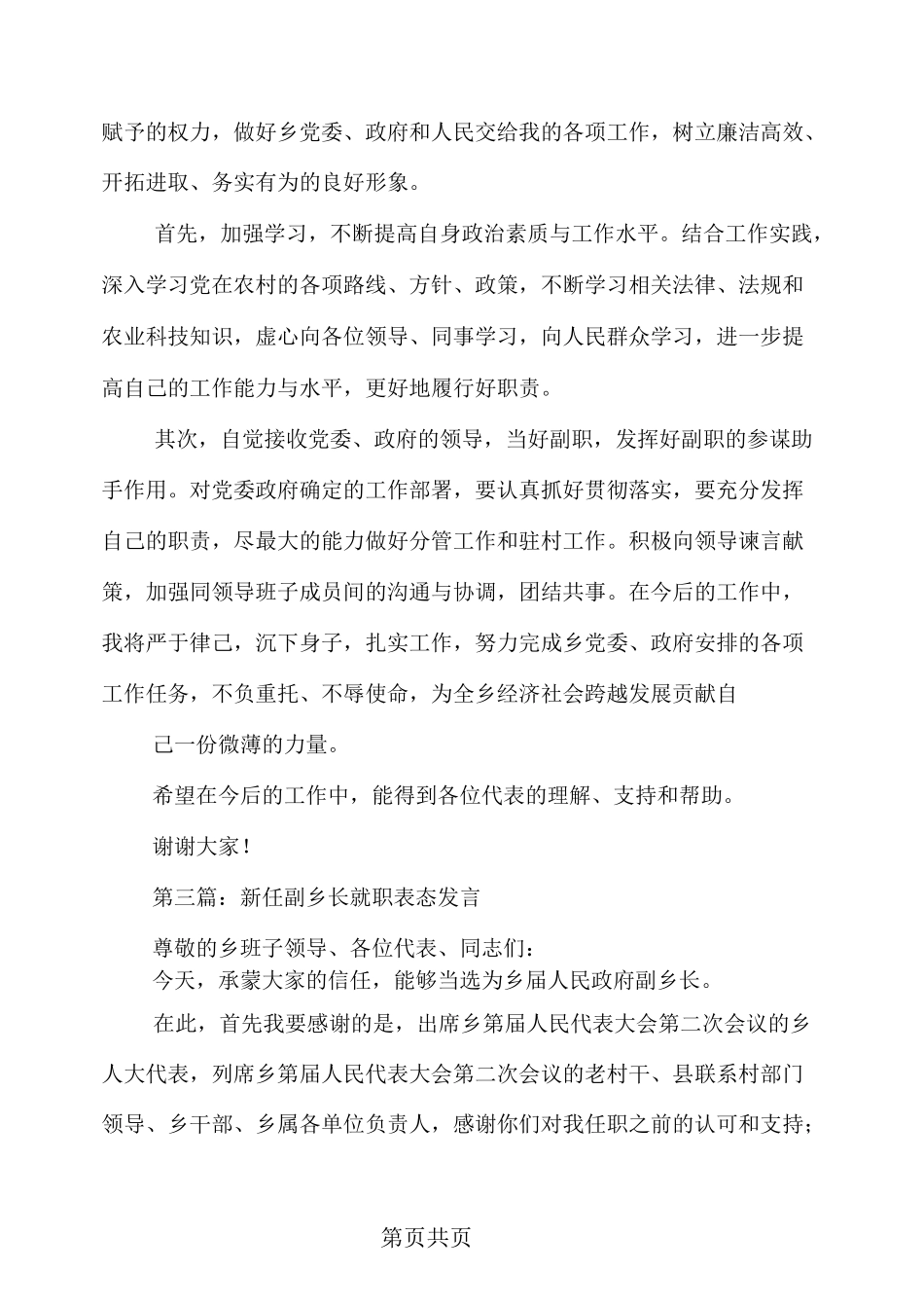 副乡长任职表态发言_第3页