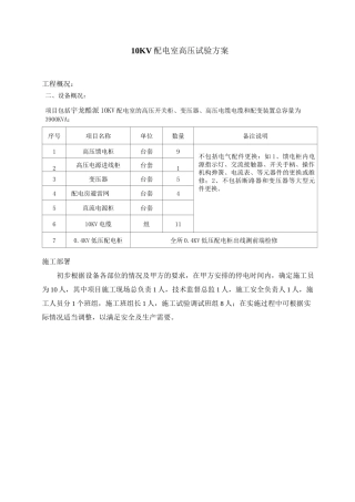 高压电气预防性试验方案