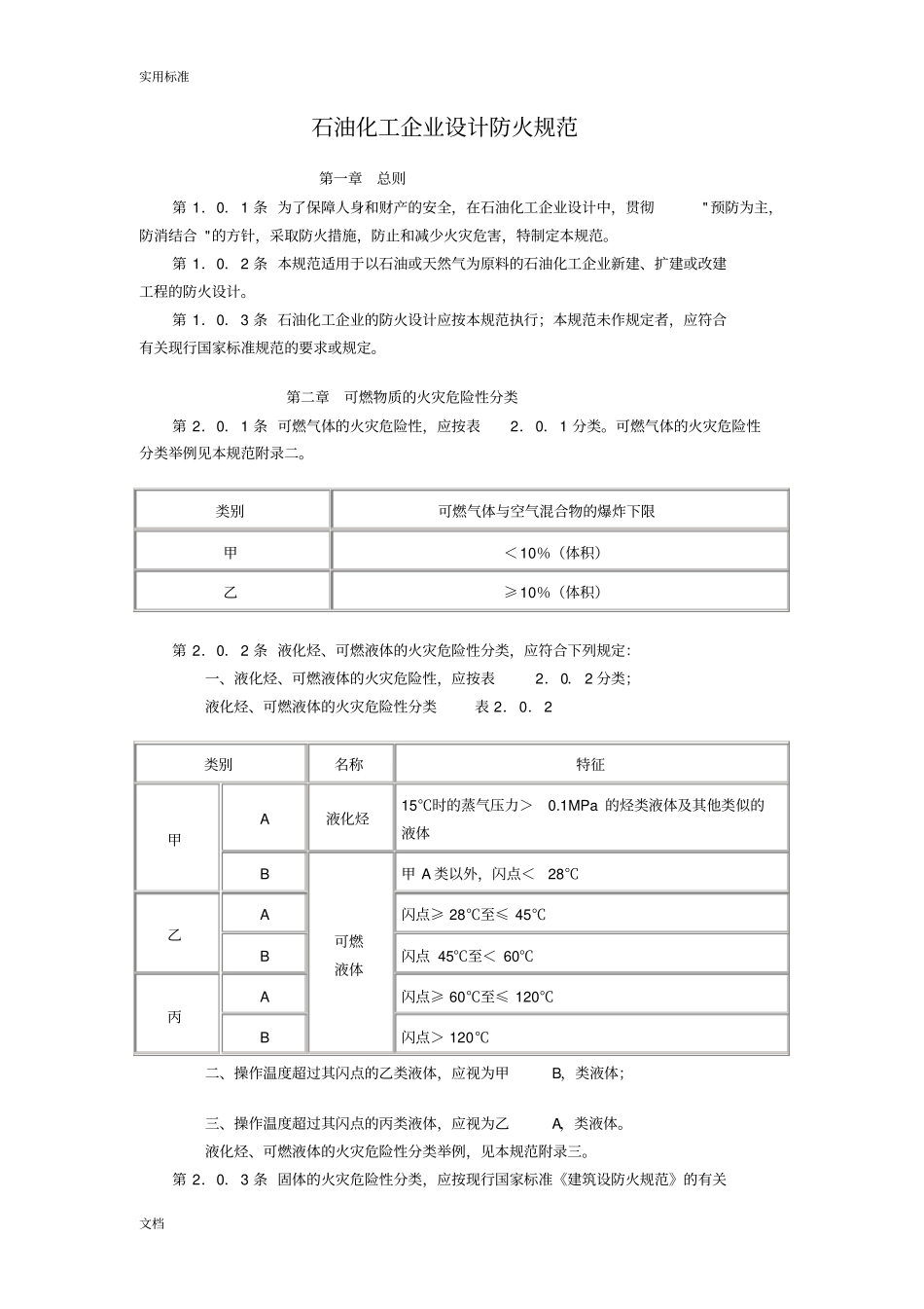 石油化工企业设计防火要求规范GB50160-2008_第1页