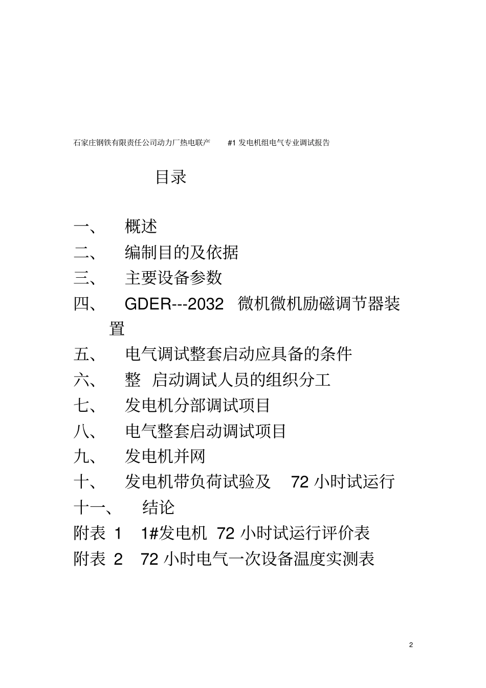 石钢#1发电机组电气调试报告Microsoft文档综述_第2页