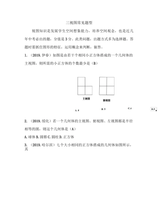 中考复习 ：三视图常见题型