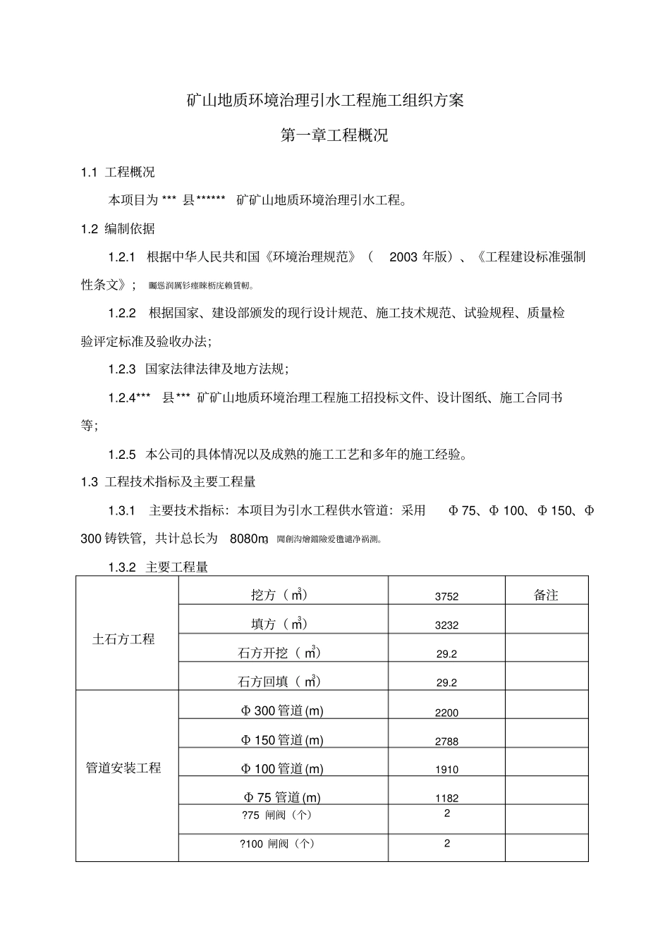 矿山地质环境治理引水工程施工组织方案_第1页