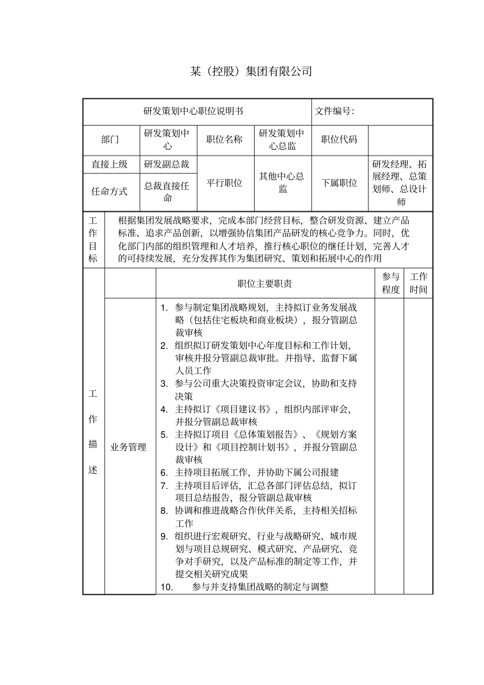 研发策划中心总监岗位说明书_第1页
