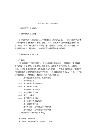 研发项目可行性研究报告