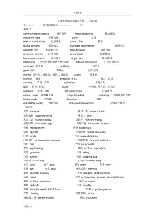研究生基础英语课后问题详解毛大威版Unit1——6