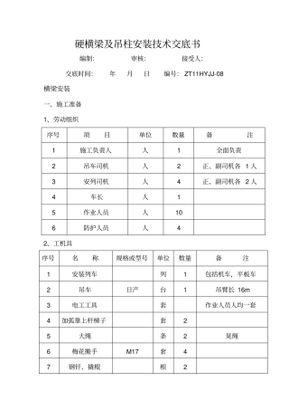 硬横梁及吊柱安装技术交