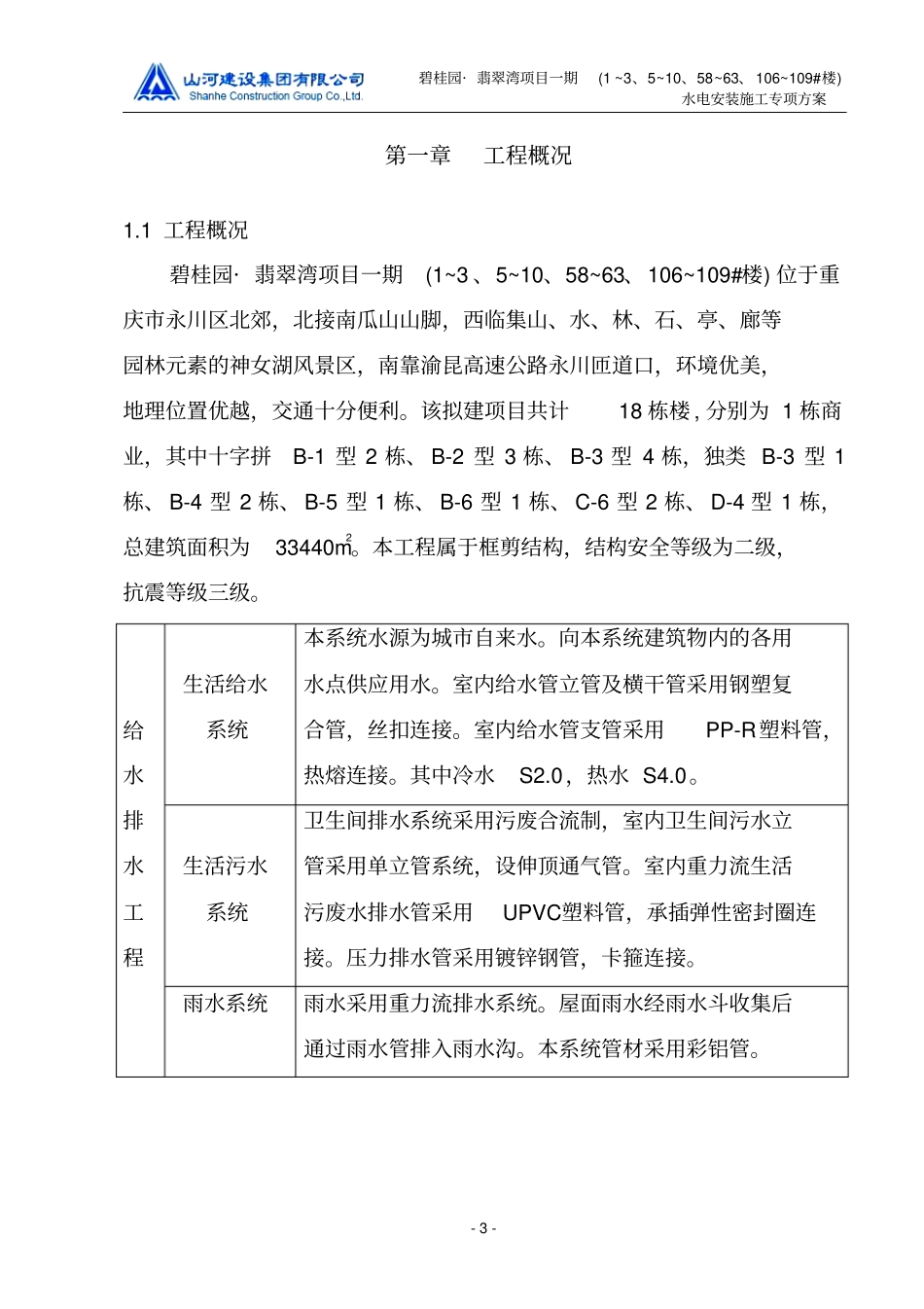 碧桂园翡翠湾项目一期水电安装施工专项方案讲解_第3页