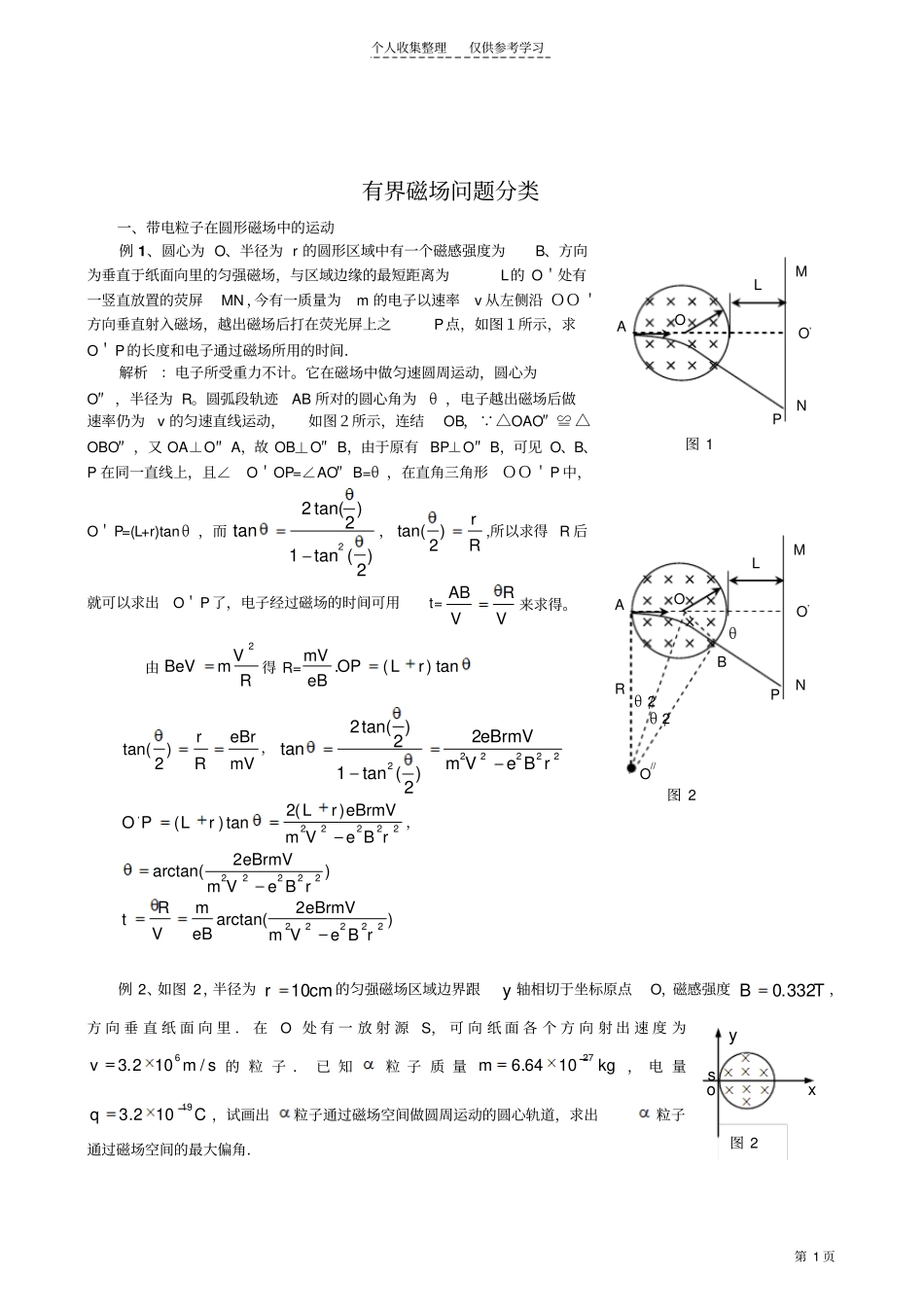 磁场问题专题训练_第1页