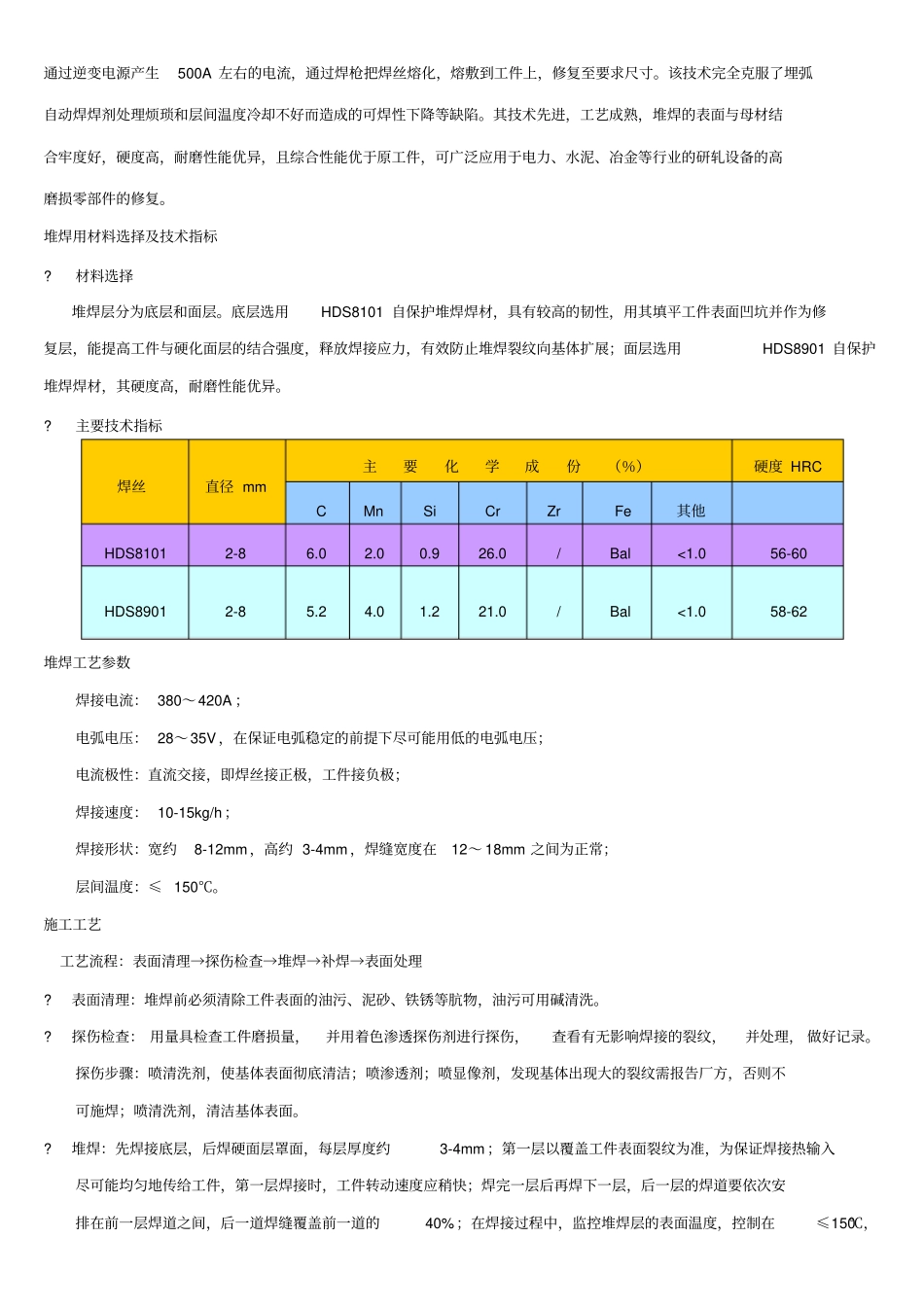磨辊磨盘、轧辊、轴齿等硬面堆焊修复技术及施工方案_第2页