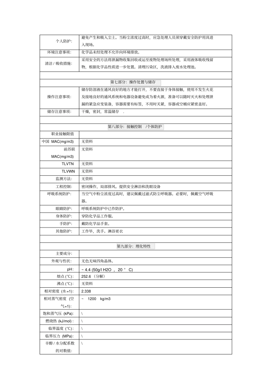 磷酸二氢钾化学品安全技术说明书_第2页