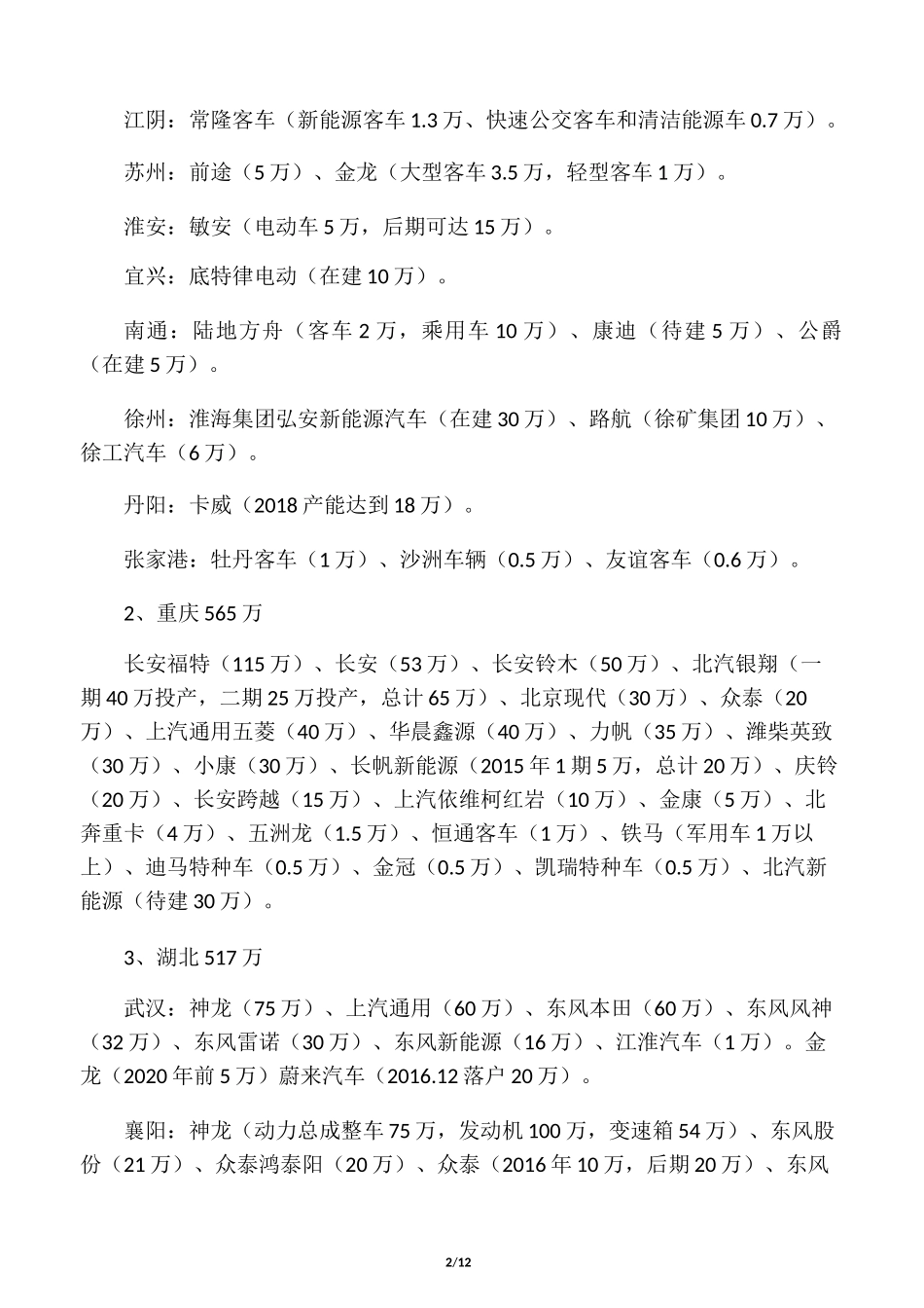 中国各省市汽车整车厂分布及产能一览_第2页