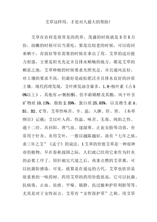 艾草这样用才是对人最大的帮助