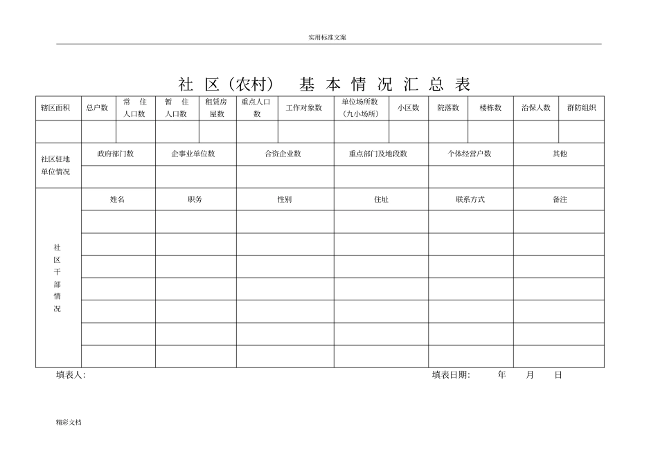 社区警务室基础工作台帐封面和工作用表样张_第3页