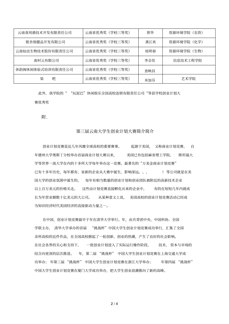 祝贺我院在第三届云南大学生创业计划大赛中荣获多项奖_第2页
