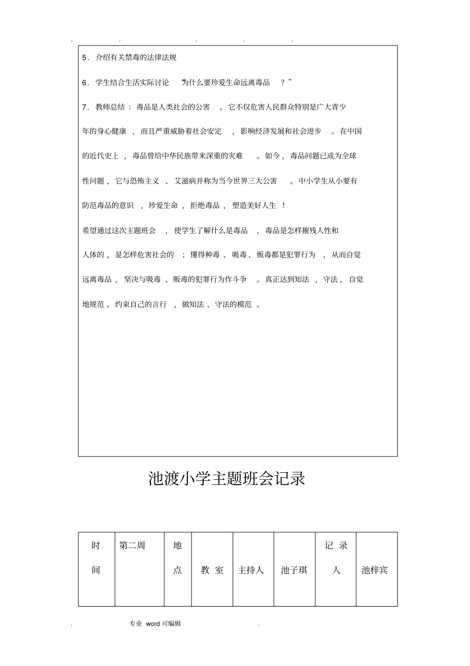 禁毒教育主题班会记录文本_第3页