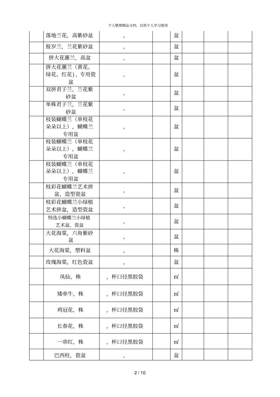 福州花木公司绿植采购项目报价书_第2页