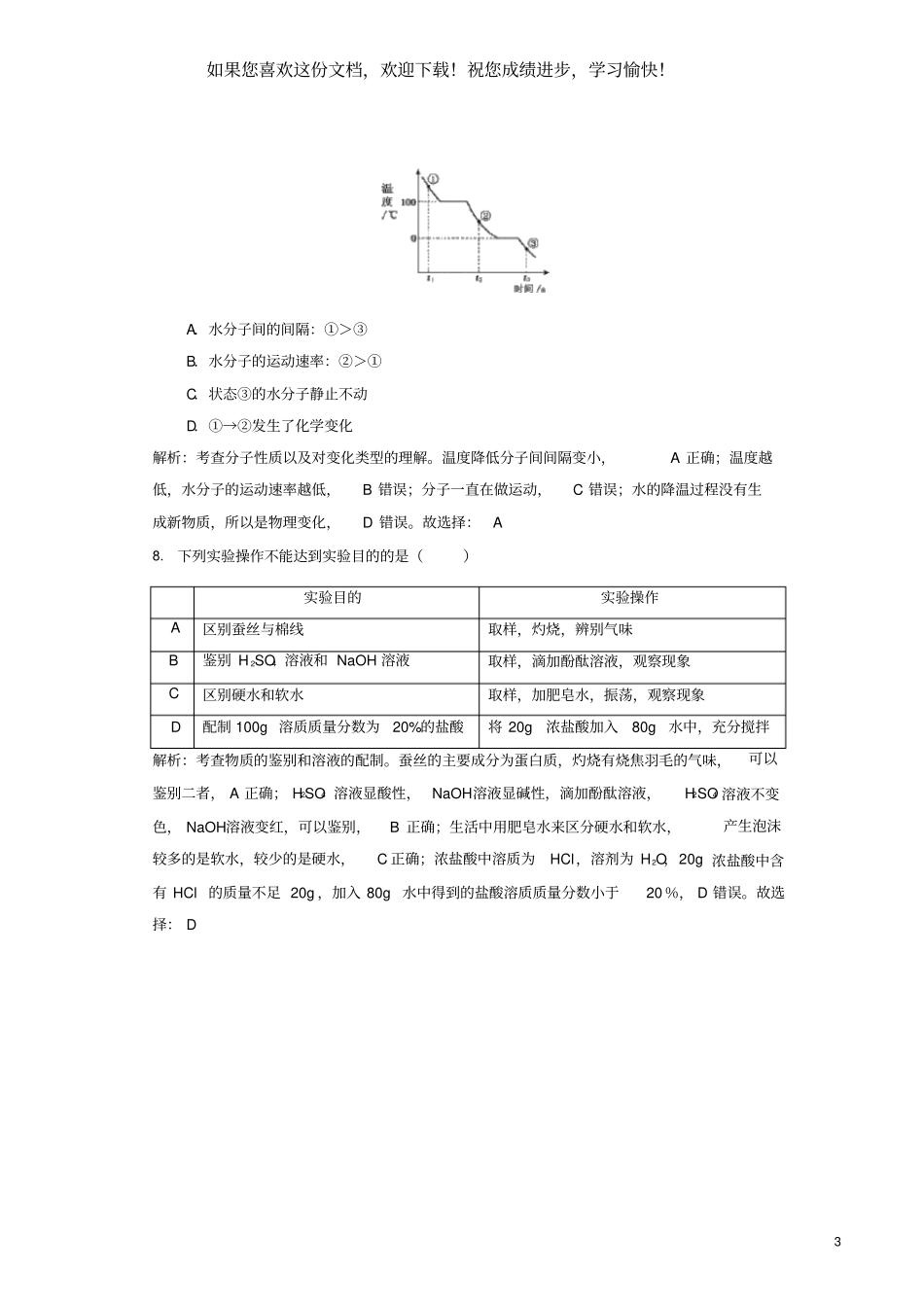 福建2019年中考化学真题试题含解析_第3页