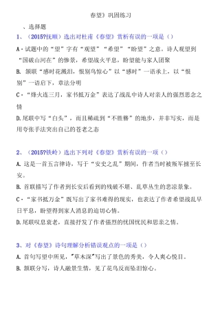 春望选择题汇编