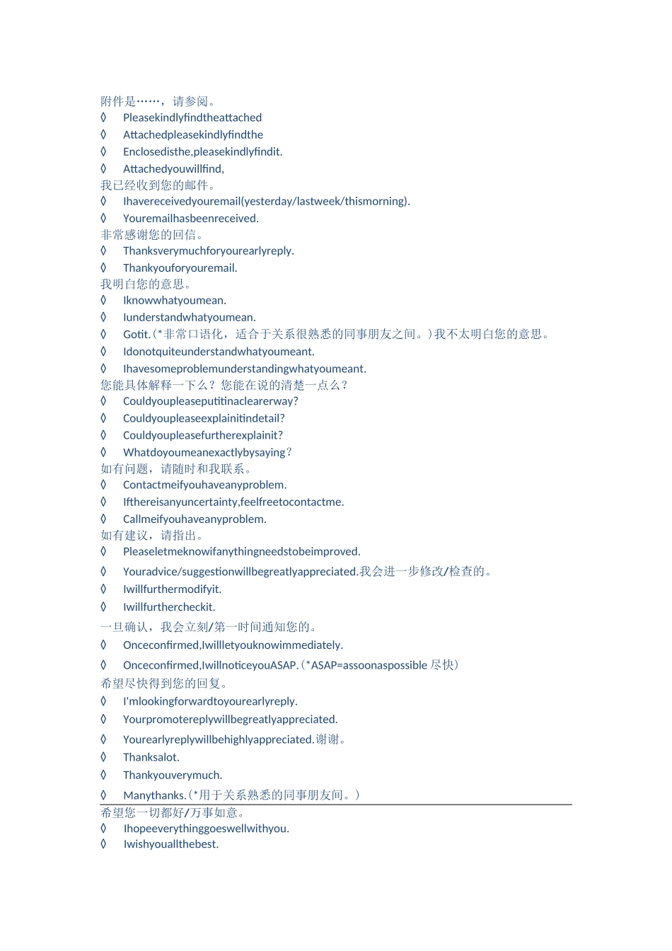 英文邮件常用表达-多种经典表达_第1页