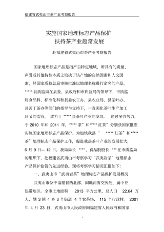 福建武夷山茶产业考察报告资料