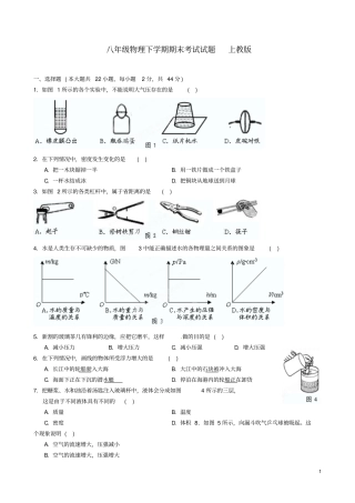 福建泉州八年级物理下学期期末考试试题上教版