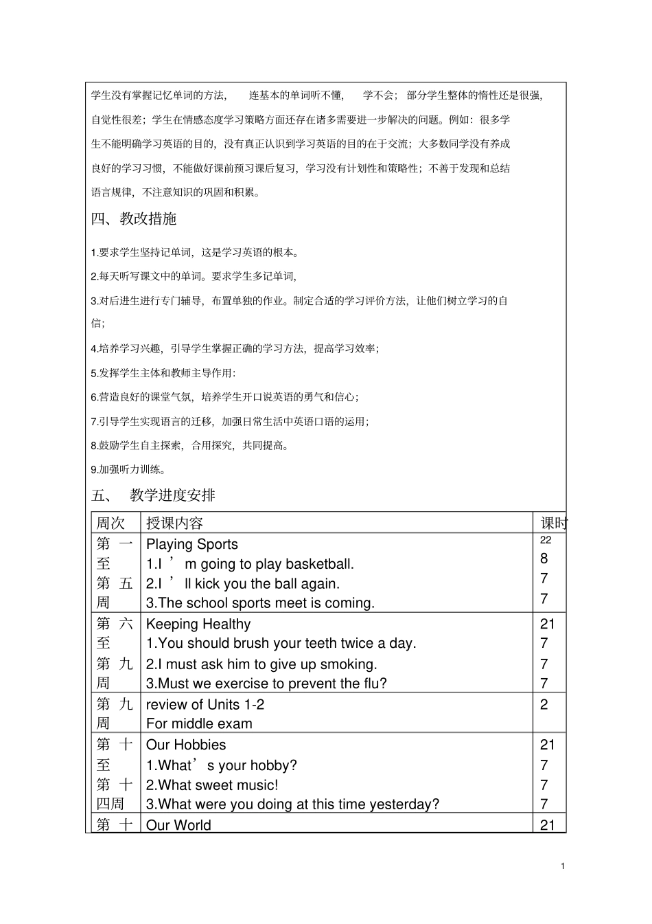 秋仁爱英语八上教学计划_第2页