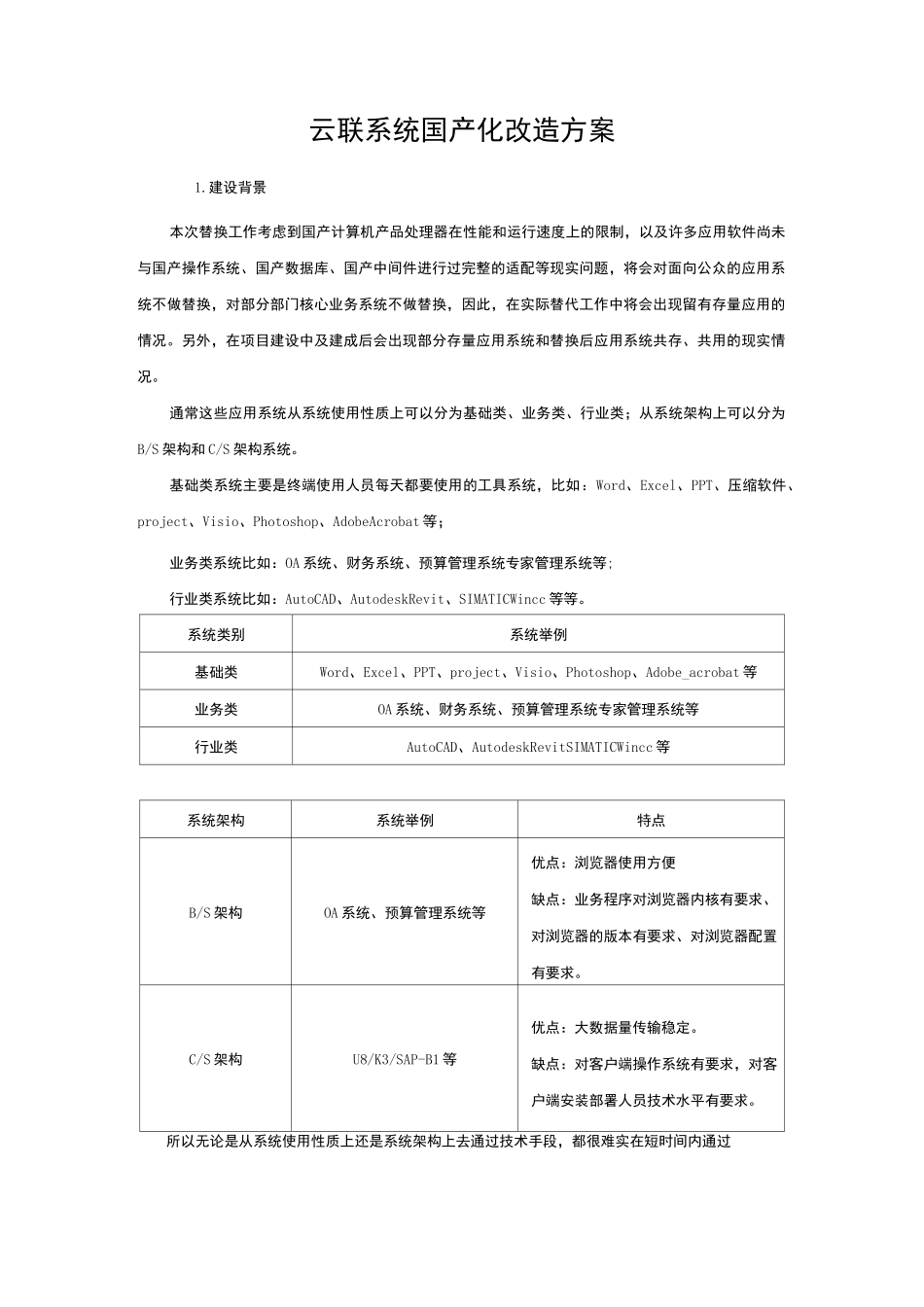云联-系统软件国产化改造方案_第1页