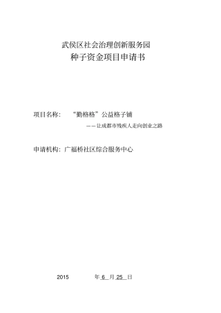 种子资金项目申请书