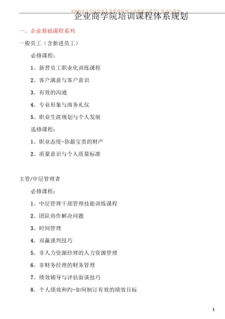 大型企业商学院课程体系规划宝典