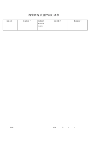 科室医疗质量控制记录表