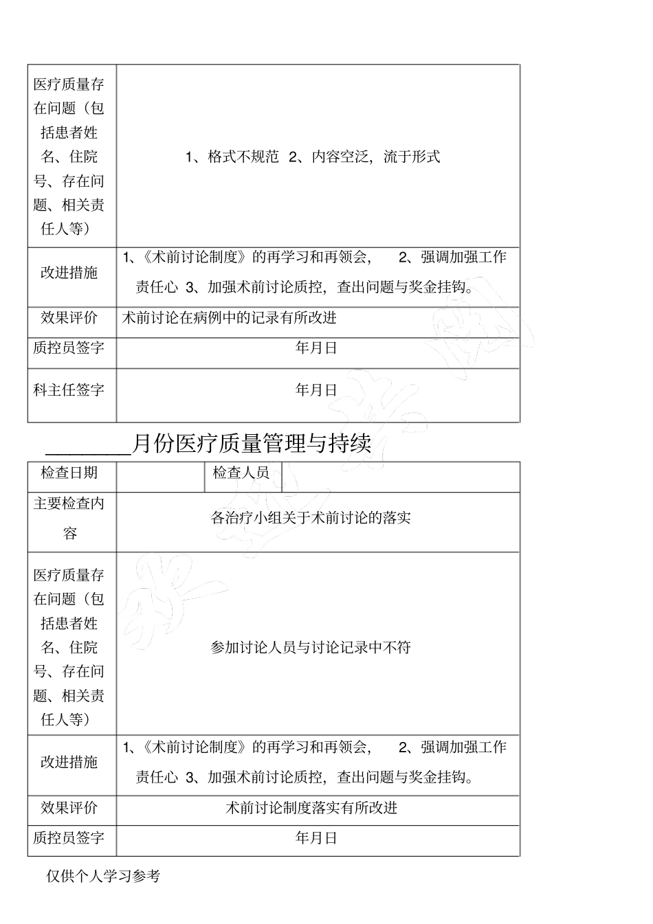 科室日常医疗质量管理与持续改进记录56395_第2页