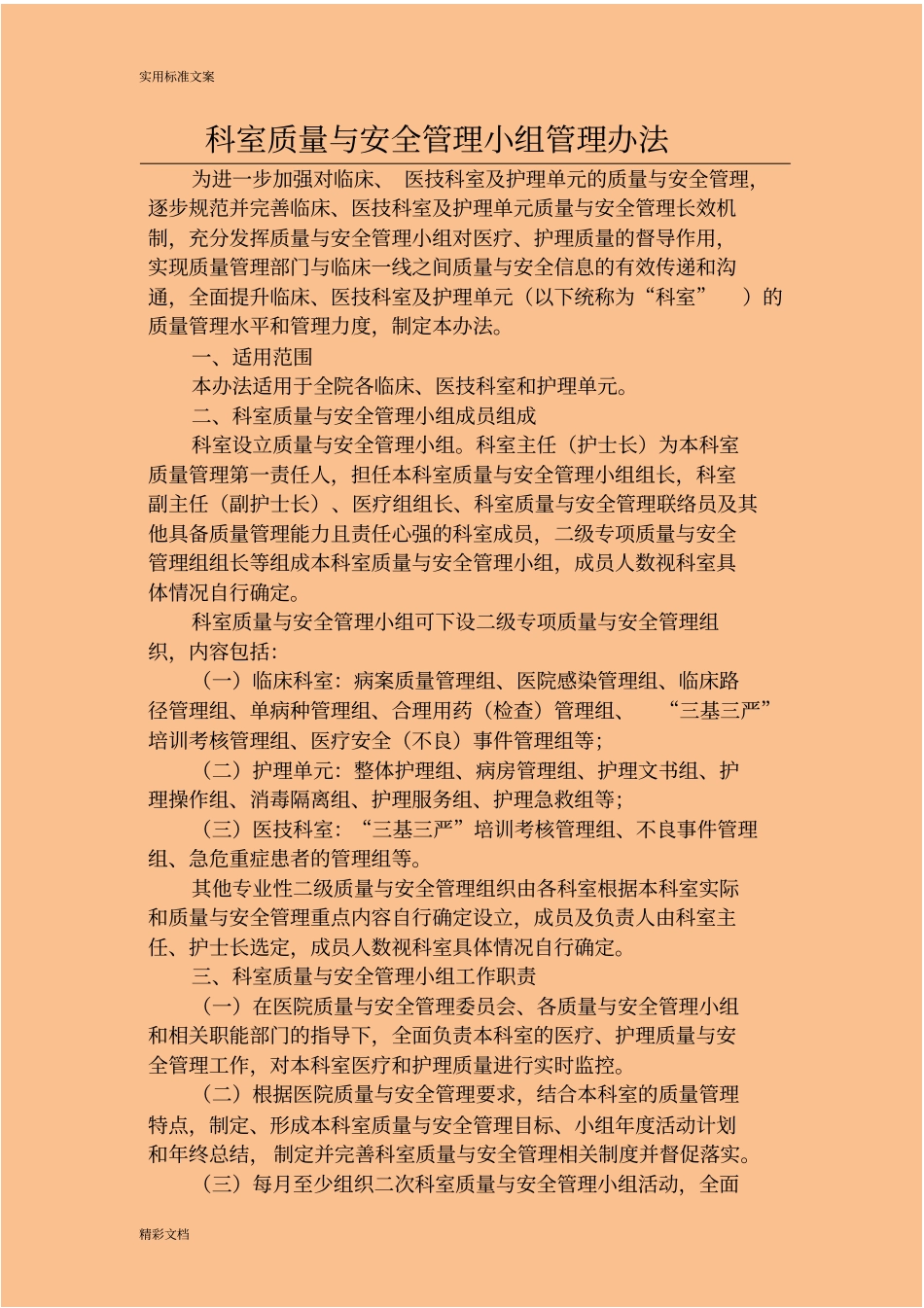 科室的医疗的高质量安全的系统管理的系统与持续改进工作的记录簿簿_第3页
