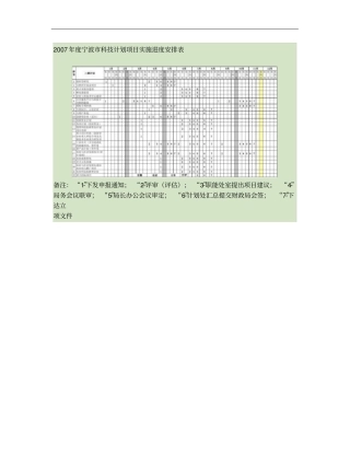 科技项目实施进度表概要