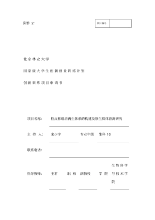 科研立项计划书