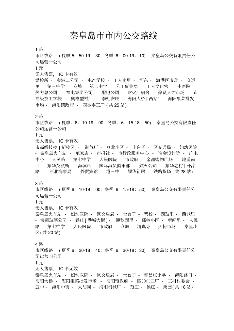 秦皇岛公交路线解读_第1页