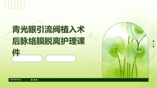青光眼引流阀植入术后脉络膜脱离护理课件