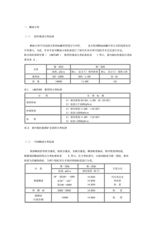 稠油分类标准