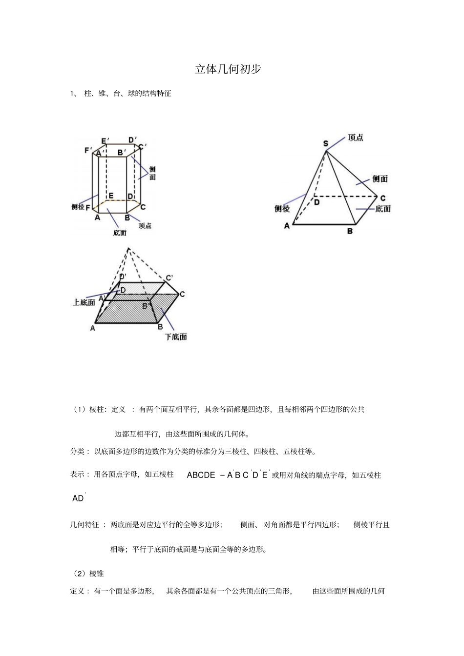 立体几何基础知识点全解_第1页