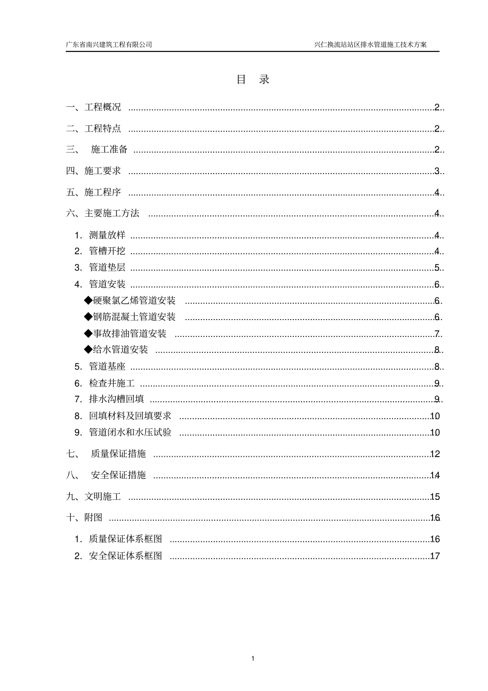站区给排水施工技术方案_第1页