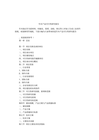 竹木产品可行性研究报告