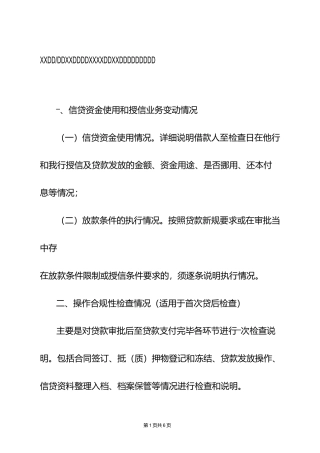 银行支行公司项目贷款的贷后检查报告