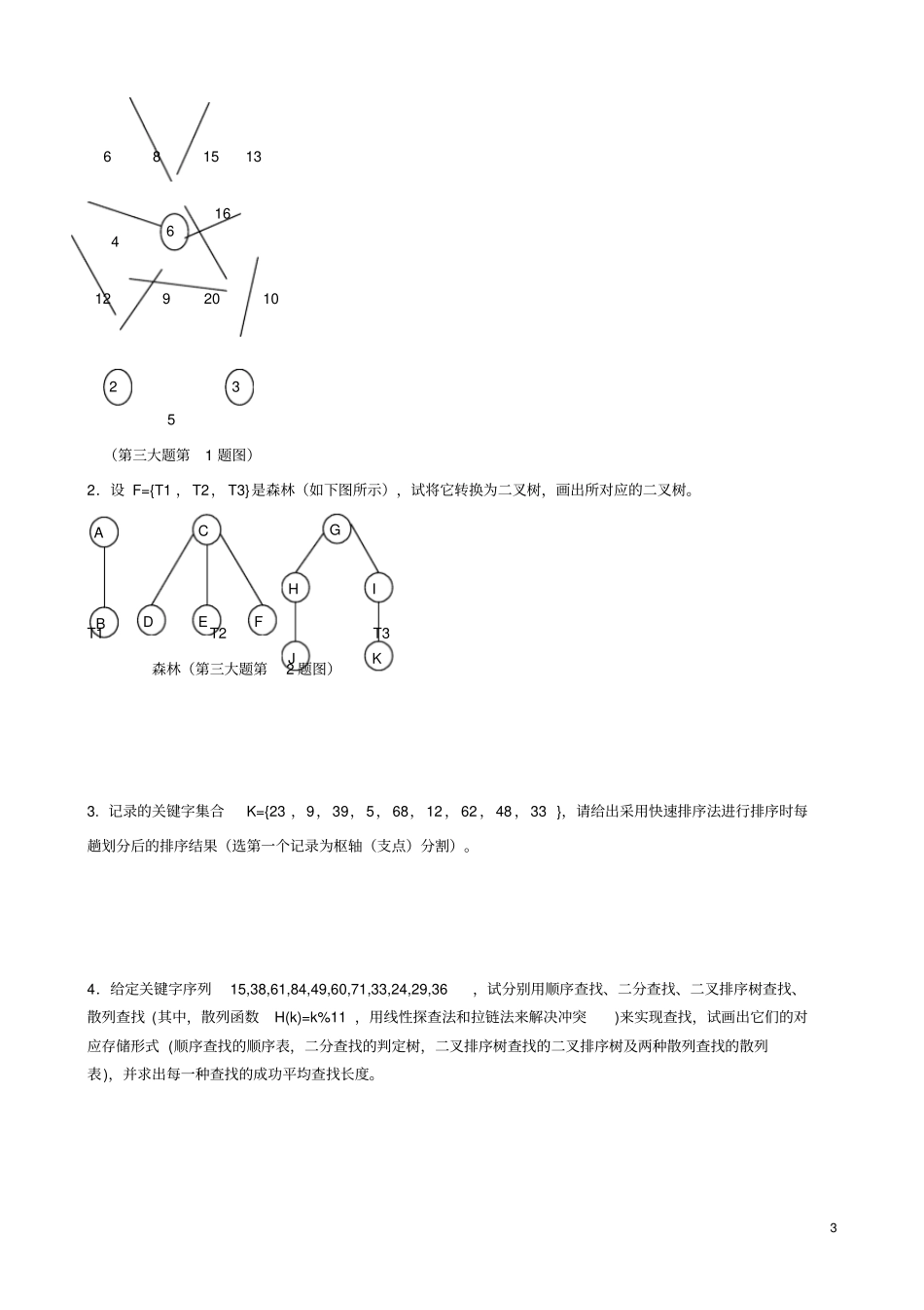 第1学期数据结构期末考试试卷A卷_第3页
