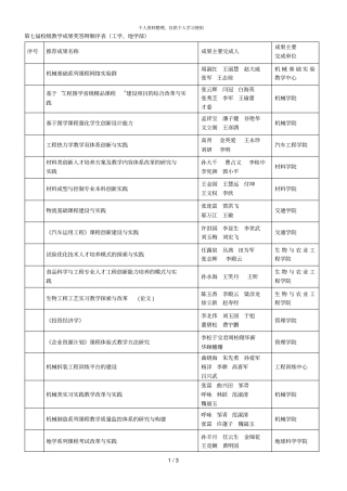 第七届校级教学成果奖答辩顺序表工学、地学部